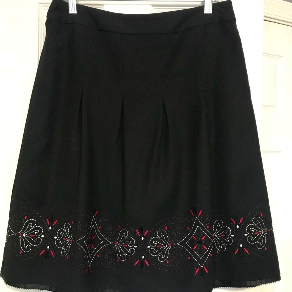 LOFT Embroidered Pleated Skirt - Picture 2 of 4